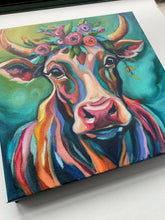 Load image into Gallery viewer, Blossom Cow Giclee Fine Art Print 8&quot; x 8&quot; - PRINT STOCK SALE
