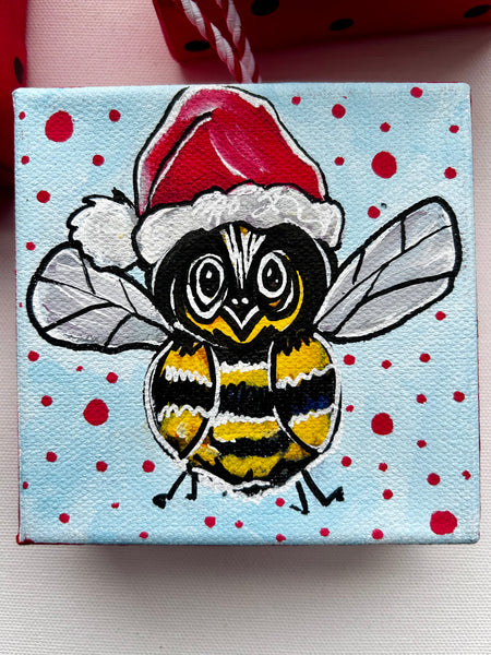 Oh Christmas Bee 4x4 Painted Ornament