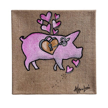 Load image into Gallery viewer, KEY TO MY HEART PIG Lock and Key 12&quot; x 12&quot; FREE SHIPPING
