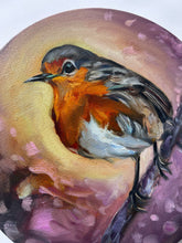 Load image into Gallery viewer, Robin in Spring Original Oil Painting 8” round
