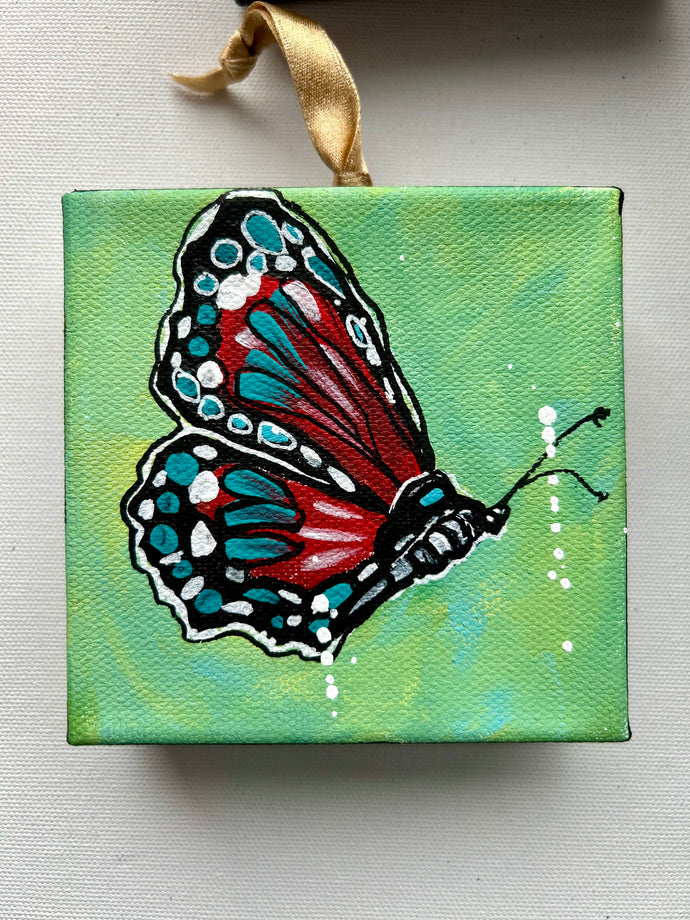 Holiday Butterfly 4x4 Painted Ornament