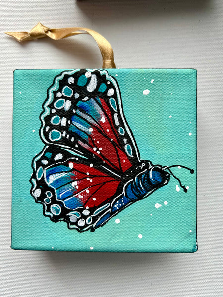 Holiday Butterfly 4x4 Painted Ornament