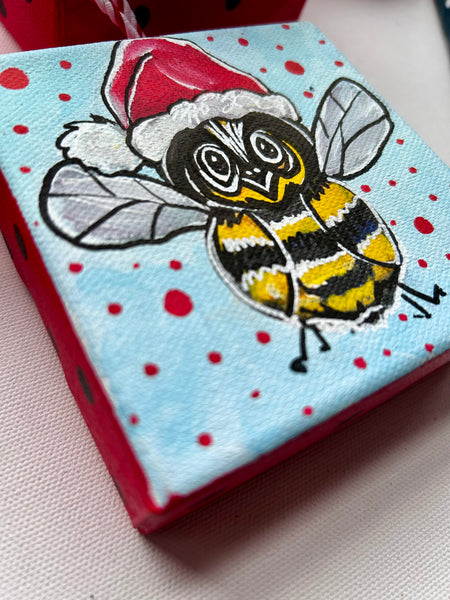 Oh Christmas Bee 4x4 Painted Ornament