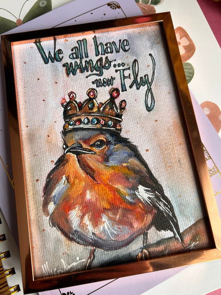 5" x 7" Inspirational Art Print Robin Bird - Jewel Collection STOCK