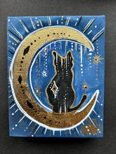 Load image into Gallery viewer, New Moon Art - 4” x 5” Black Cat with gold leaf
