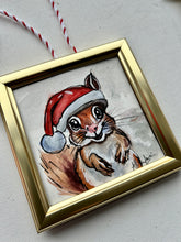 Load image into Gallery viewer, Christmas Squirrel 4x4 Painted Framed Ornament

