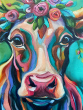 Load image into Gallery viewer, Blossom Cow Giclee Fine Art Print 8&quot; x 8&quot; - PRINT STOCK SALE
