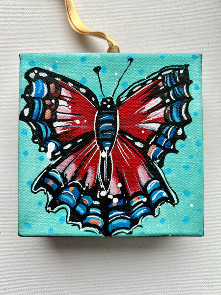 Holiday Butterfly 4x4 Painted Ornament