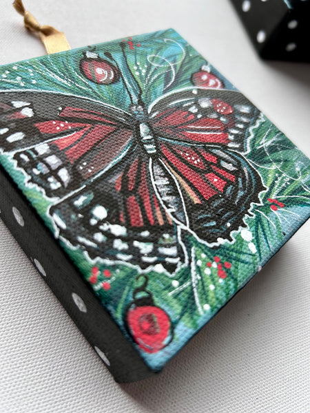 Holiday Butterfly 4x4 Painted Ornament