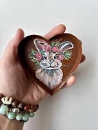 Littles Painted Bunny Rabbit Rustic Heart Magnet or Ring Dish Art Free Shipping