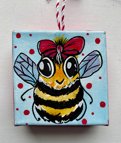 Oh Christmas Bee 4x4 painted Ornament