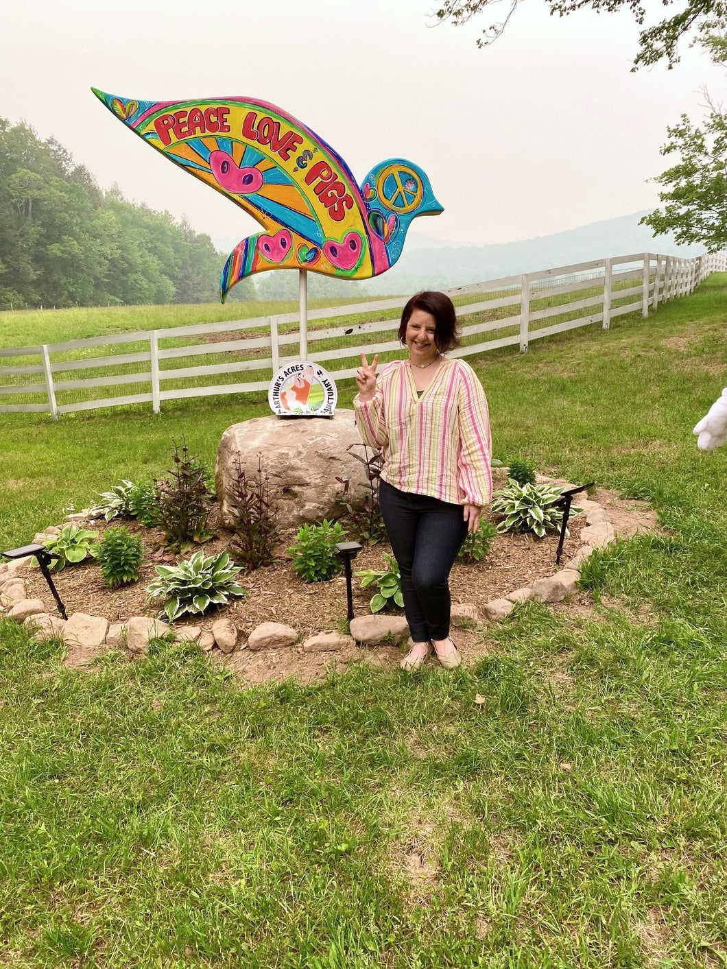 Allison Luci Sullivan County Dove Trail Artist Woodstock Anniversary Arthurs-Acres-Animal-Sanctuary-unveiling-6-7-23
