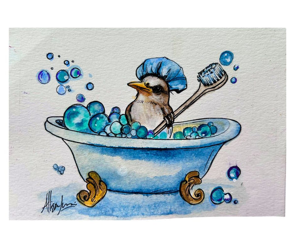 Soak, Suds, Joy, Repeat Original Watercolor Painting 5” x 7”