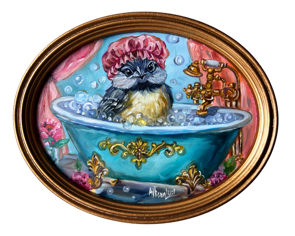 Birdbath Art PAPER Giclee PRINT Multiple Sizes