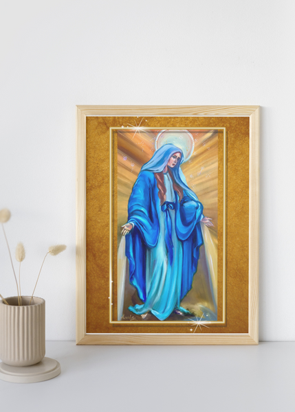 Blessed Mother Mary Religious Art Print - Multiple Sizes