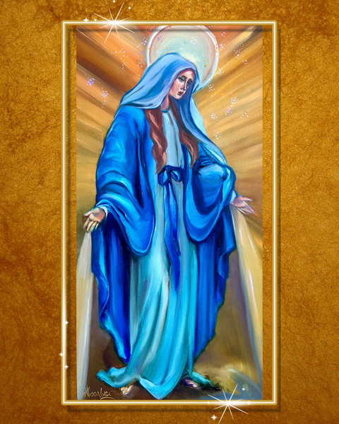 Blessed Mother Mary Religious Art Print - Multiple Sizes