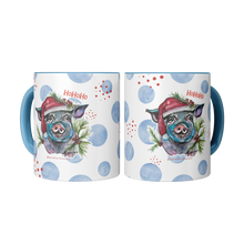 Load image into Gallery viewer, Blue_Santa_Pig_Watercolor_Art_on_a_Blue__2_Mugs_Center_Mockup.png

