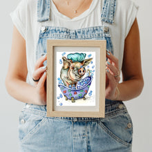 Load image into Gallery viewer, Tubby Time Bubbles Giclee Pig Fine Art Paper Print Multiple Sizes for Odd Man Inn
