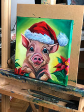 Load image into Gallery viewer, Santa Pig Original Oil Painting 12x12
