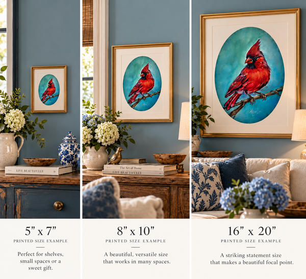 A Flash of Hope Cardinal Bird Art PRINTS Multiple Sizes