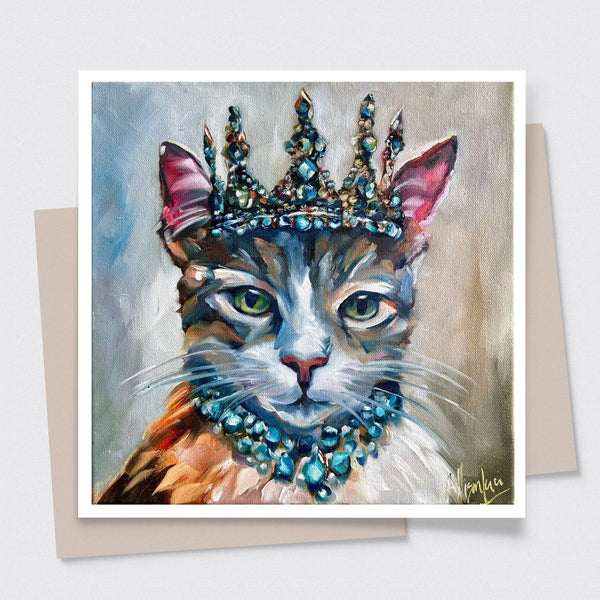 BeJeweled Royal Cat Art PAPER Giclee PRINT Lady Whiskertons - Multiple Sizes