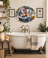 Load image into Gallery viewer, Bathing Beauty Chicken in the Bathtub Art Original Oil Painting 11" x 14" OVAL
