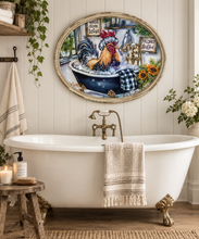 Load image into Gallery viewer, Bathing Beauty Chicken in the Bathtub Art Original Oil Painting 11" x 14" OVAL
