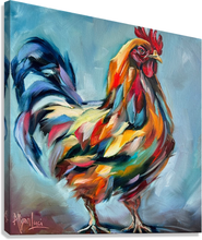 Load image into Gallery viewer, Colorful Farm Art Rooster Chicken Oil Painting &quot;True Colors&quot; CANVAS PRINT - Multiple Sizes
