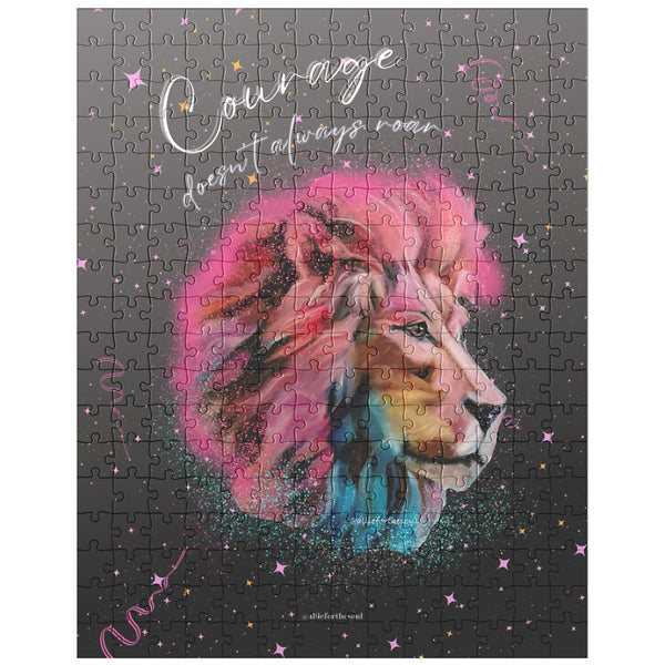 Courage doesn't always roar lion art painting colorful safari inspirational puzzle 252 pc