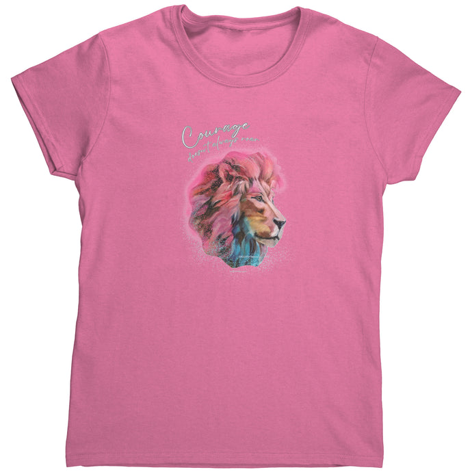 Courage doesn't always roar lion art painting colorful safari inspirational t-shirt womens top shirt