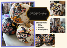 Load image into Gallery viewer, Hand Painted Pumpkins - 3 designs to choose from - Bat, Mouse, Kitty
