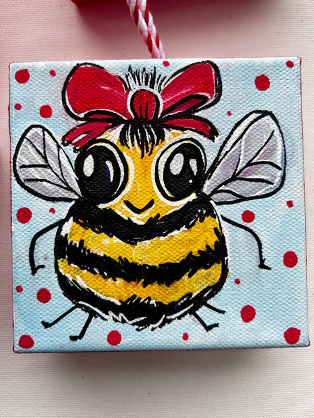 Oh Christmas Bee 4x4 Painted Ornament