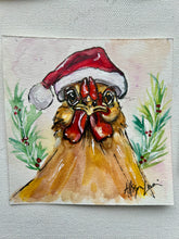 Load image into Gallery viewer, Christmas Chicken 4x4 Painted Framed Ornament
