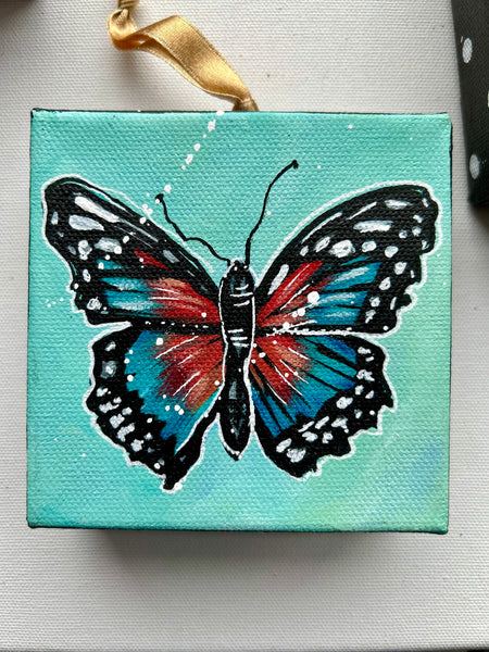 Holiday Butterfly 4x4 Painted Ornament