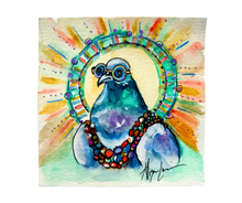 Load image into Gallery viewer, Easy Breezy Bird Original Watercolor Painting 5”x 5” FRamed
