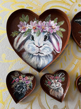 Load image into Gallery viewer, Large 8” Painted Bunny Rabbit Rustic Heart Art Free Shipping
