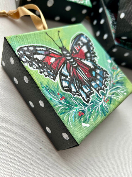 Holiday Butterfly 4x4 Painted Ornament