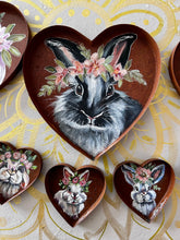 Load image into Gallery viewer, Large 8” Painted Bunny Rabbit Rustic Heart Art Free Shipping
