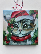 Load image into Gallery viewer, Santa Kitty Original Oil Painting 5x5
