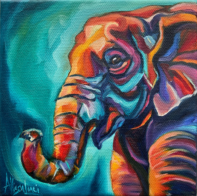 Forget me Not Colorful Elephant SALE Print 5