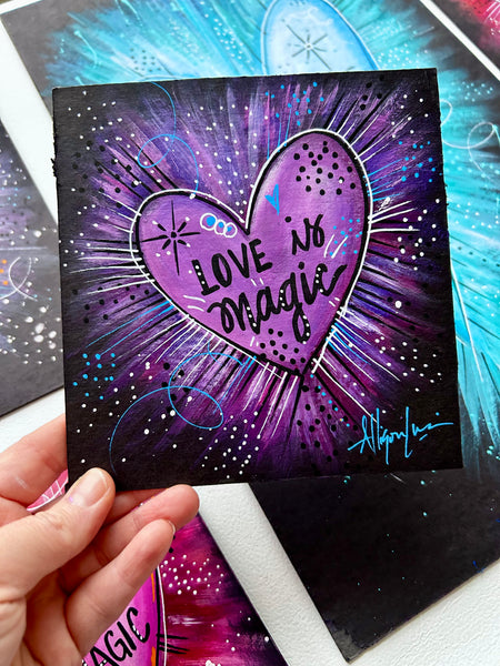 Love is MAGIC Purple Heart 6x6 Original Art