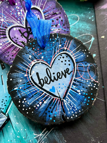Believe Blue Heart Ornament