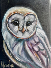 Load image into Gallery viewer, Courage in the Darkness Owl Bird Art Original Oil Painting 5” x 7"
