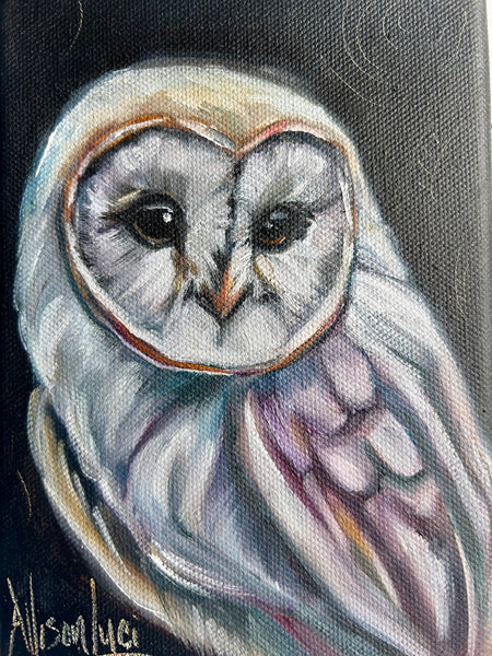 Courage in the Darkness Owl Bird Art Original Oil Painting 5” x 7"
