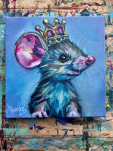 Load image into Gallery viewer, Believing Big Mouse Art Original Oil Painting 6” x 6”
