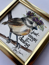 Load image into Gallery viewer, Just Wingin’ it Darling Original Watercolor Painting 5”x 5” Framed
