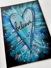 Load image into Gallery viewer, Believe Turquoise Heart 5x7 Original Art
