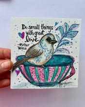 Load image into Gallery viewer, Great Love, Small Wings Original Watercolor Painting 5”x 5” Framed
