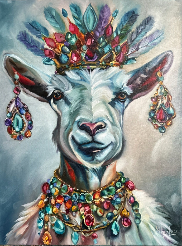 Wild Grace Goat Original Oil Painting - Jewel Collection - 18 x24
