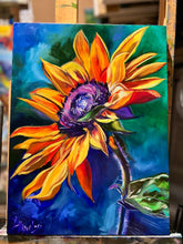 Load image into Gallery viewer, Today I Choose Joy  Sunflower Large Original Oil Painting 12” x 16”
